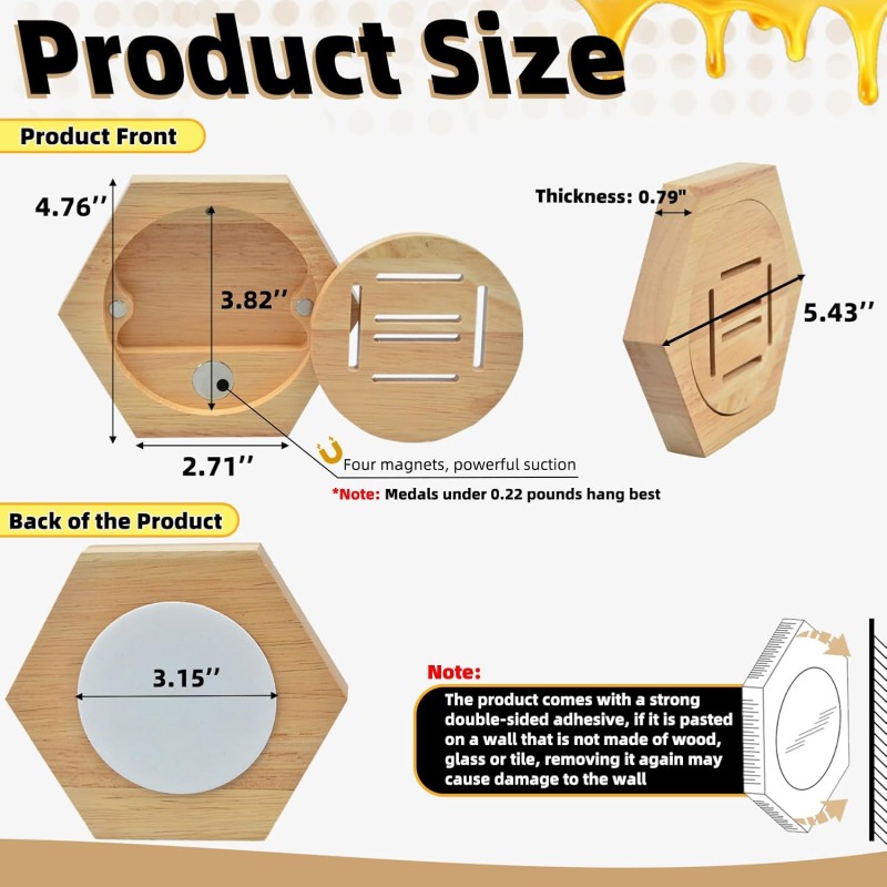 Medal Display Stand Manufacturer - 6Pcs Honeycomb Hexagon Wall