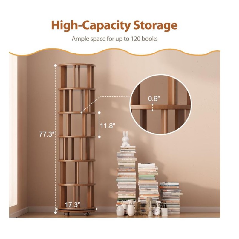Rotating Bookshelf Supplier - 6 Tier Round 360 Spinning