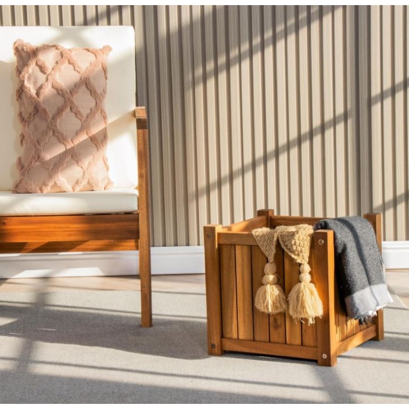 Planter Box Supplier - Acacia Wood Square Flower Pot