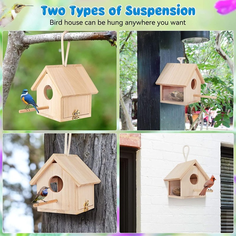 Bird House Factory - 2Pcs Wooden Hanging Decor
