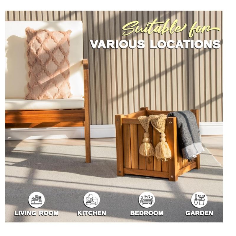 Planter Box Supplier - Acacia Wood Square Flower Pot