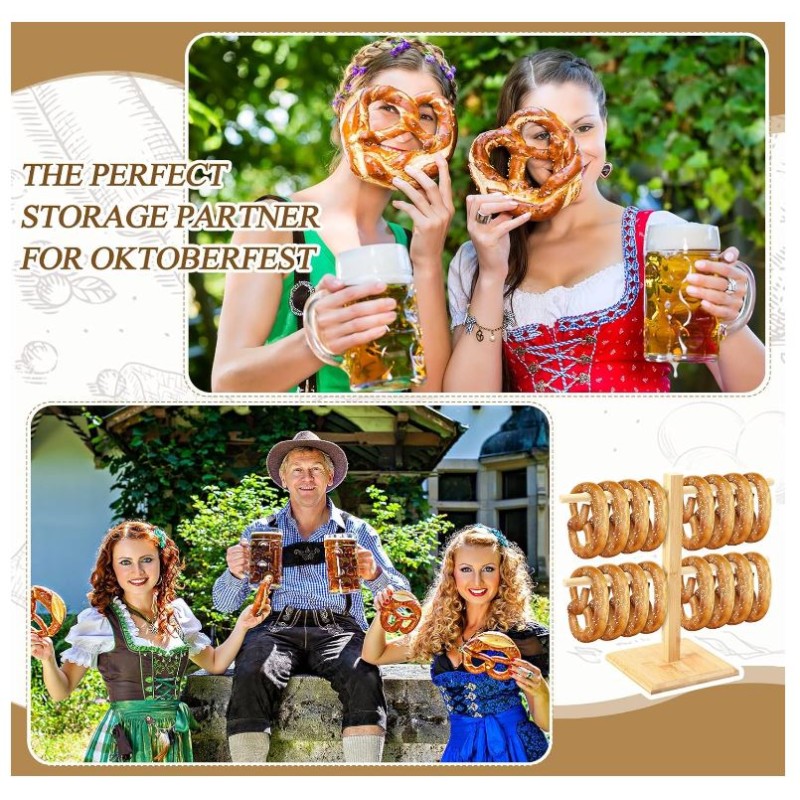 Pretzel Holder Supplier - Bamboo Display Rack with Hooks