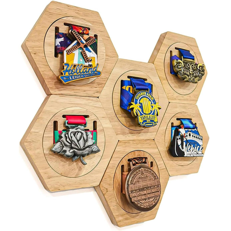 Medal Display Stand Manufacturer - 6Pcs Honeycomb Hexagon Wall