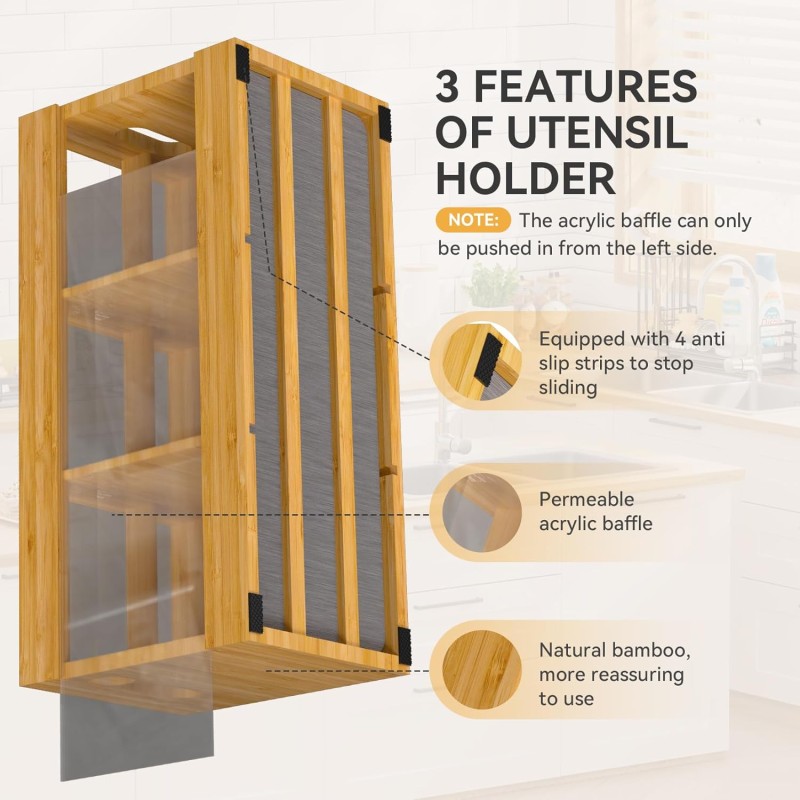 Bamboo Cutlery Rack Supplier - 6 Grid Design Absorbent Drying