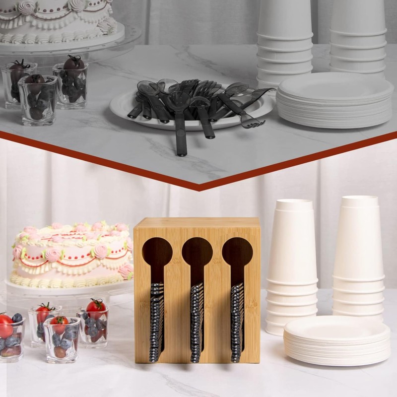 Bamboo Cutlery Rack Factory - Plastic Cutlery Organizer 3 Tier