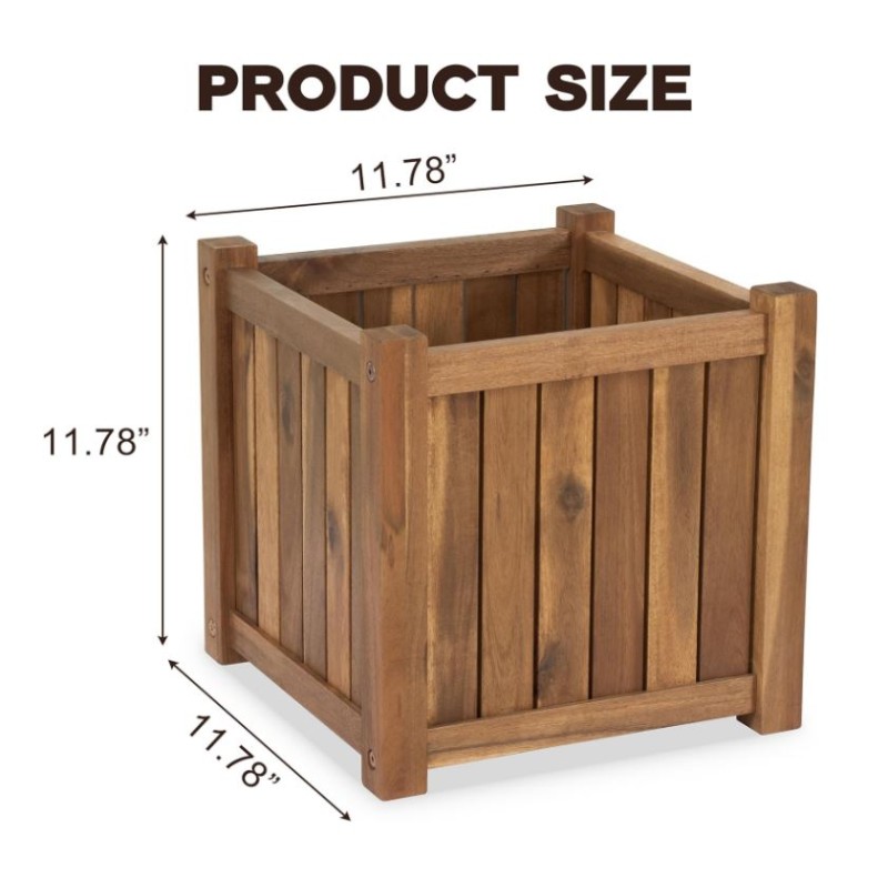 Planter Box Supplier - Acacia Wood Square Flower Pot