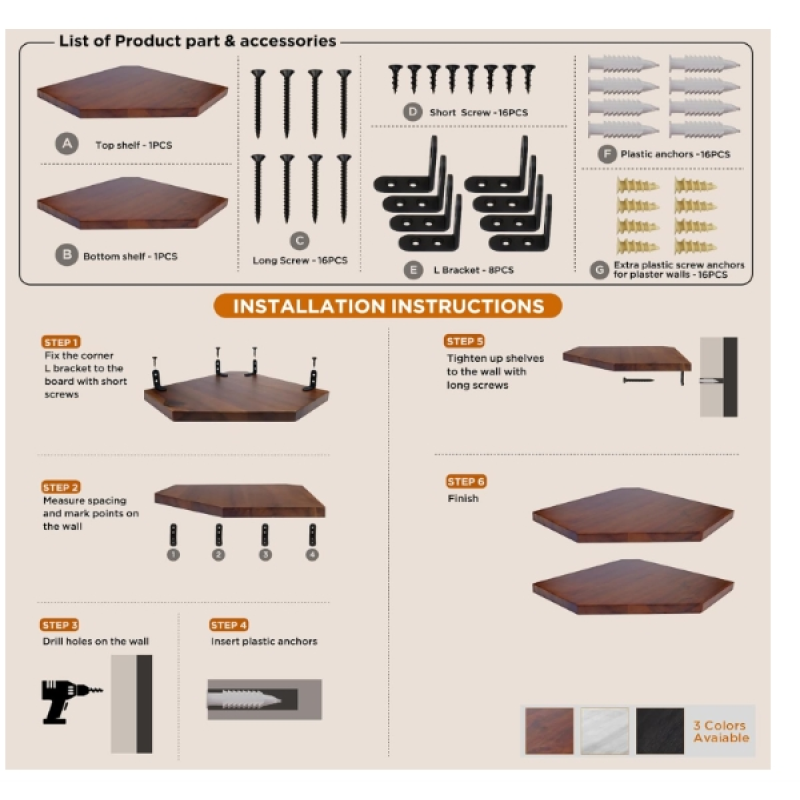Book Shelves Supplier - Floating with Hardware Included