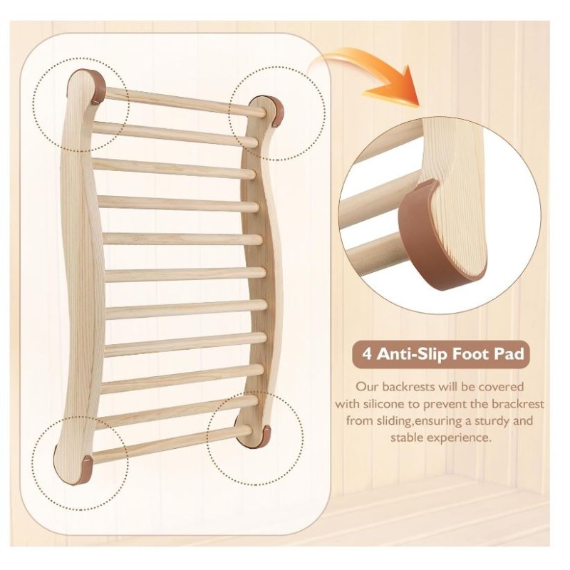 Sauna Chair Supplier - Custom Wooden Backrest S Shape Design