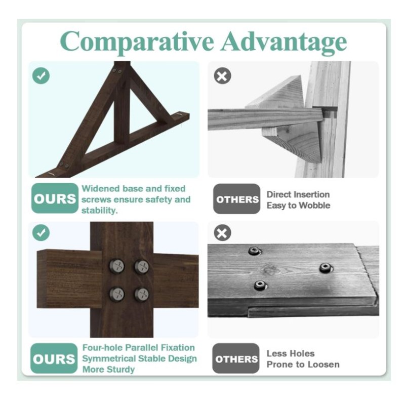Wedding Arch Factory - 7.2FT Wooden Arbor Backdrop