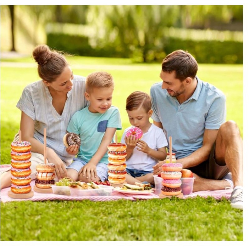 Donut Stand Factory - Bamboo Wood 4 PCS Dessert Display