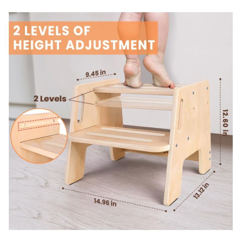 Toddler Stool Manufacturer - Adjustable 2 Step with Handles