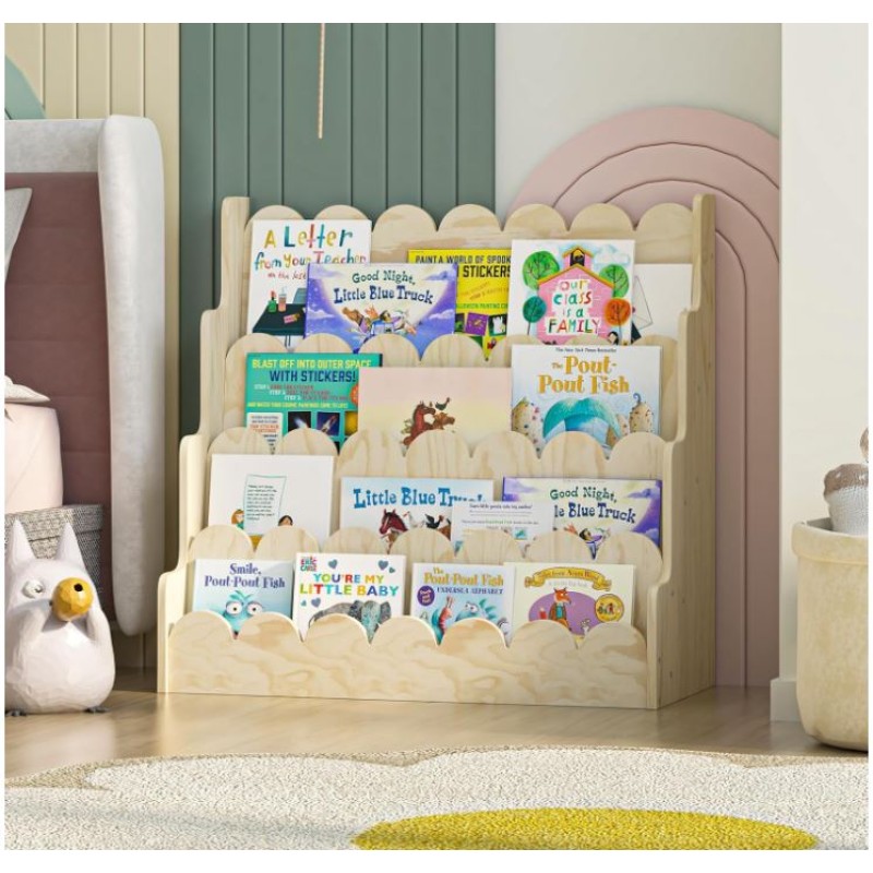 Bookshelf Supplier - 4 Tier Scalloped Kids Book Rack