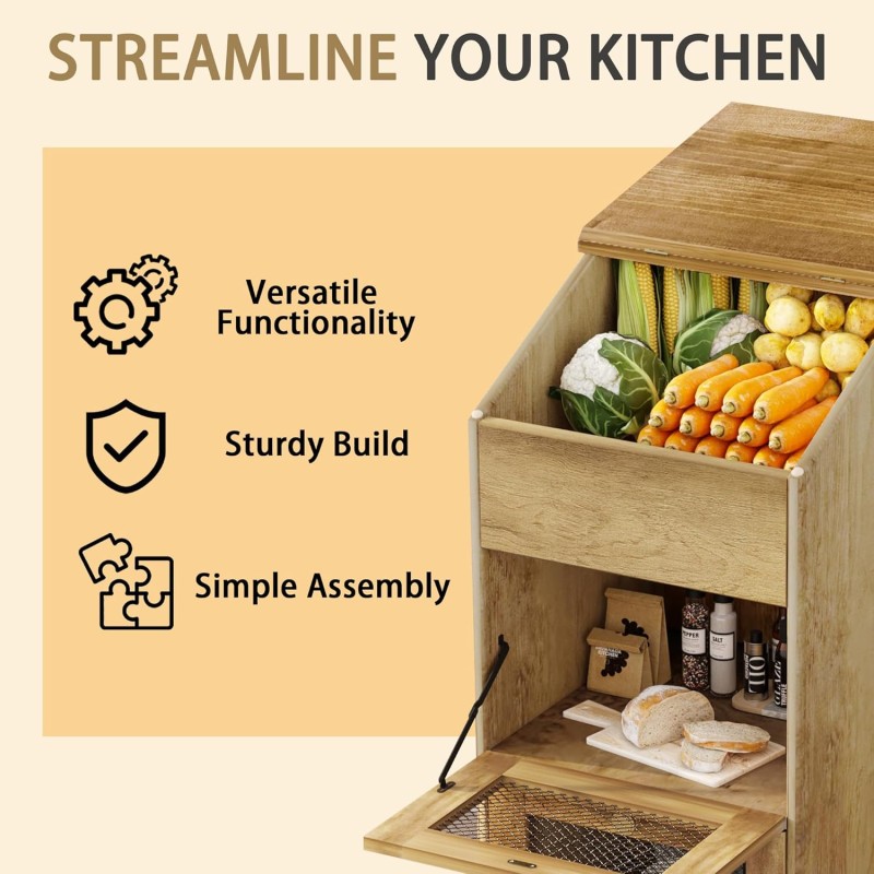 Potato Storage Cabinet Factory - 3 Tier Farmhouse on Wheels