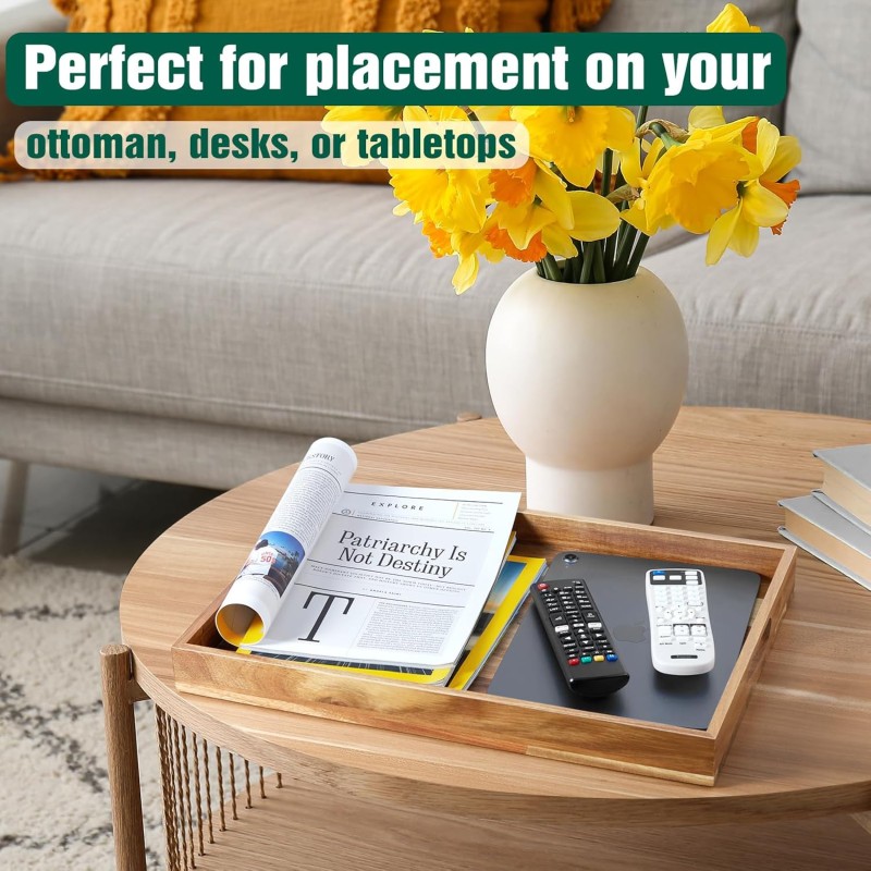 Fruit Tray Factory - Natural Wood Single Tier with Handles