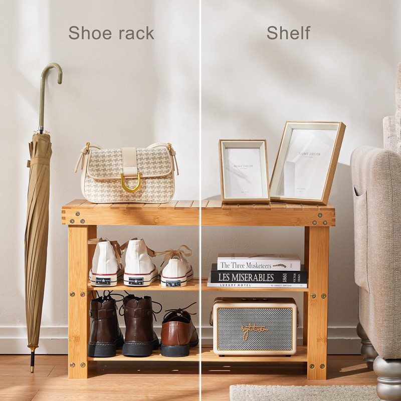 Shoe Rack Bench Manufacturer - 3 Tier Bamboo Sturdy Organizer