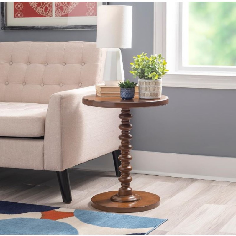 Side Table Supplier - Round Wood Turned Pedestal