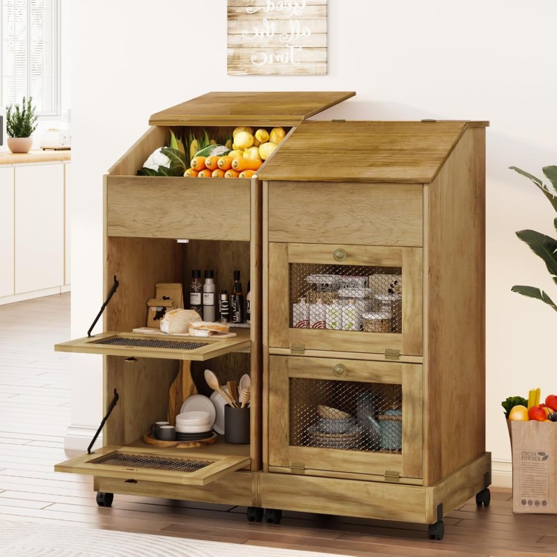 Potato Storage Cabinet Factory - 3 Tier Farmhouse on Wheels