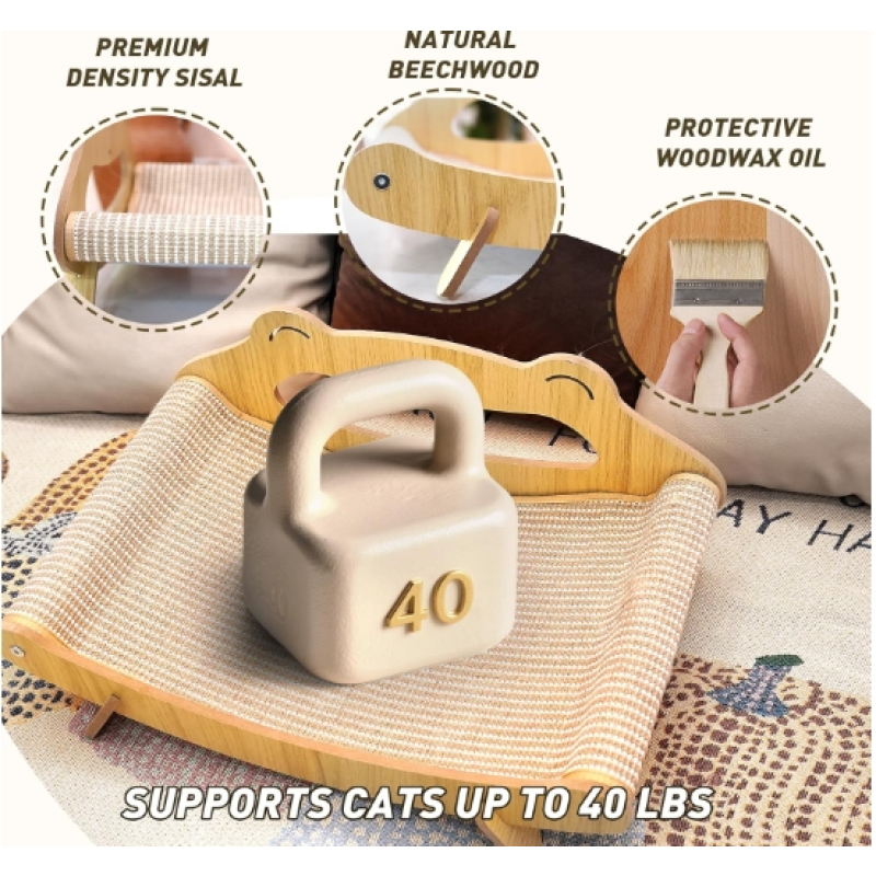 Cat Lounger Supplier - Wooden Scratch Pad Recliner Chair