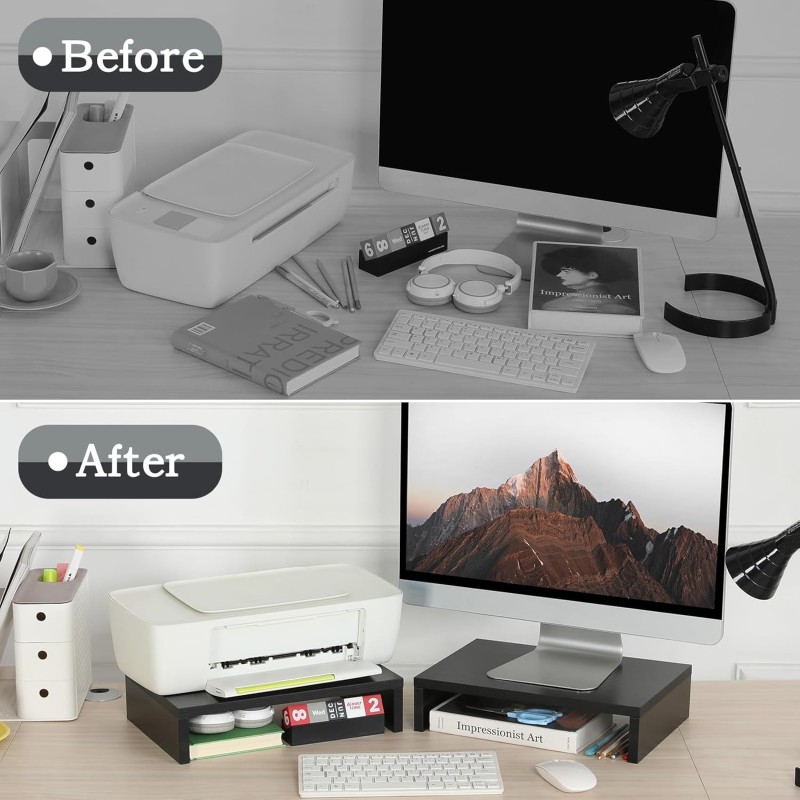 Monitor Stand Manufacturer - 2 Tier Black Desktop Organizer