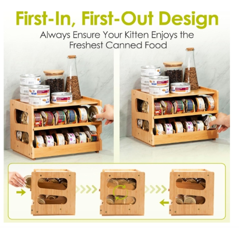 Can Organizer Supplier - Bamboo Pantry Cat Food Storage