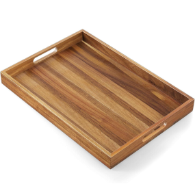 Fruit Tray Factory - Natural Wood Single Tier with Handles