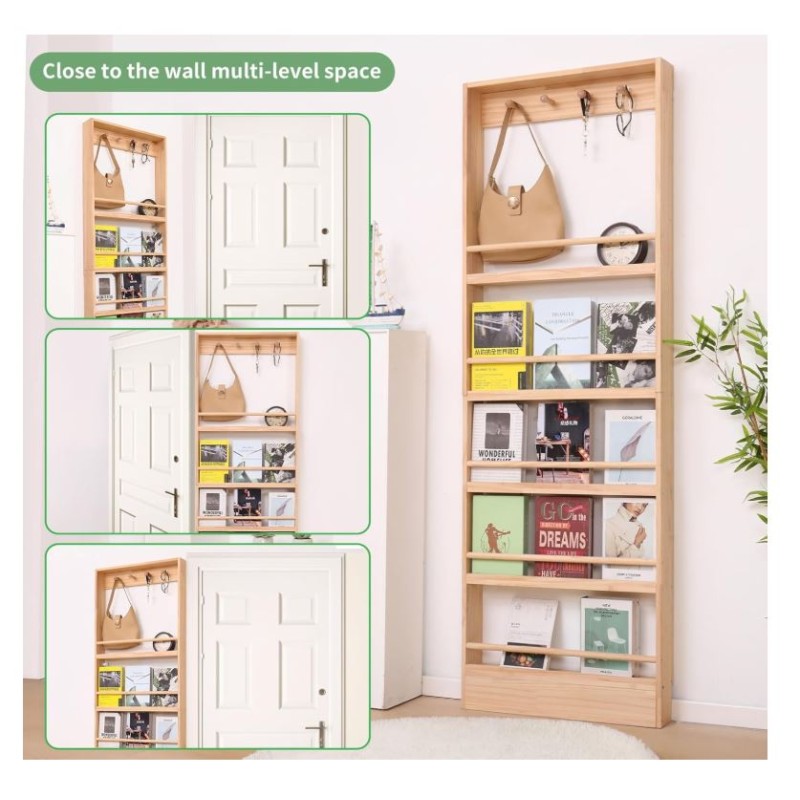 Wall Shelf Factory - Behind Door 5 Tiers with Hooks