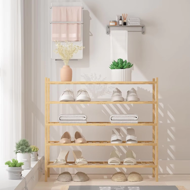 Shoe Rack Bench Manufacturer - 3 Layer Bamboo Space Saving