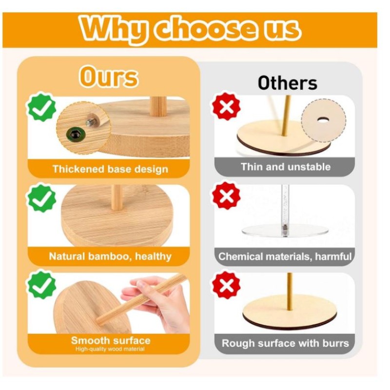 Donut Stand Factory - Bamboo Wood 4 PCS Dessert Display