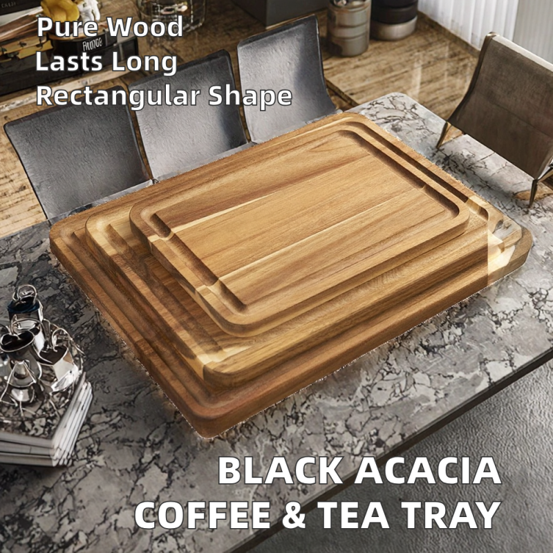Coffee Platter Supplier - Black Acacia Wood Decorative Serving