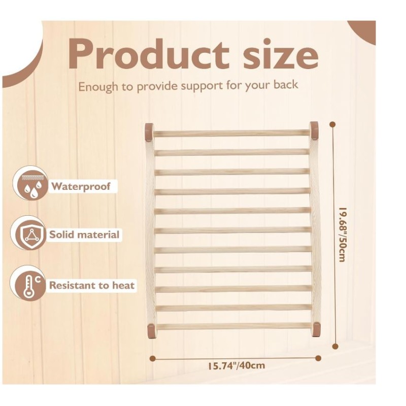 Sauna Chair Supplier - Custom Wooden Backrest S Shape Design