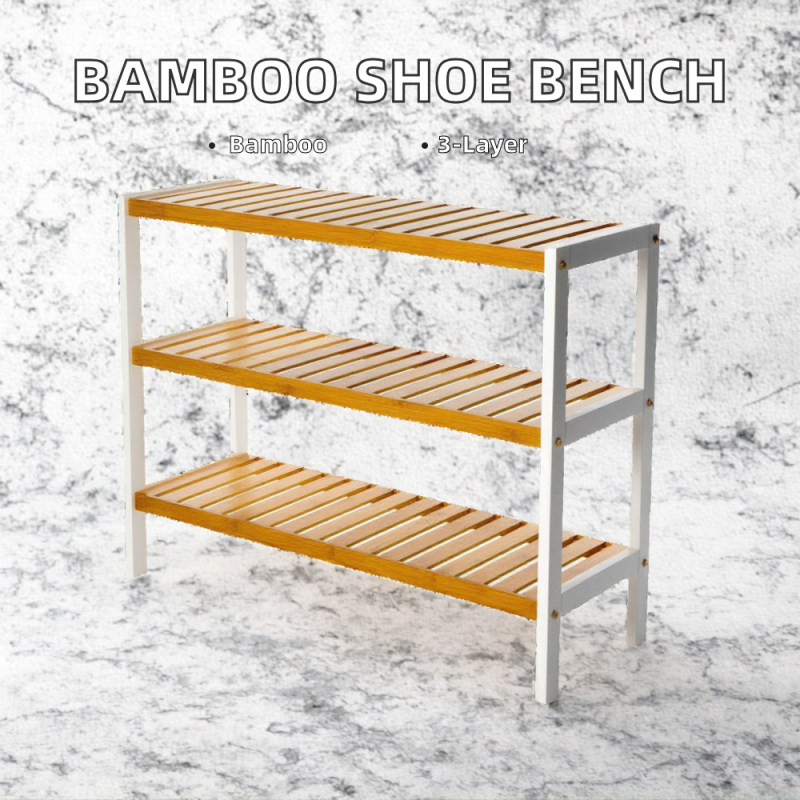 Shoe Rack Bench Manufacturer - 3 Layer Bamboo Space Saving