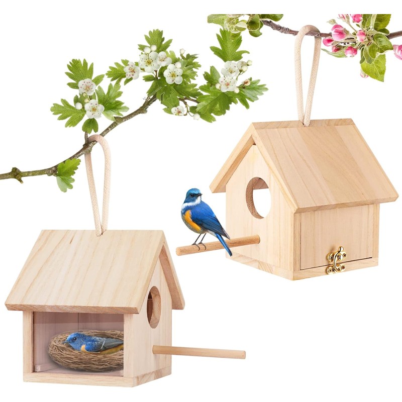 Bird House Factory - 2Pcs Wooden Hanging Decor
