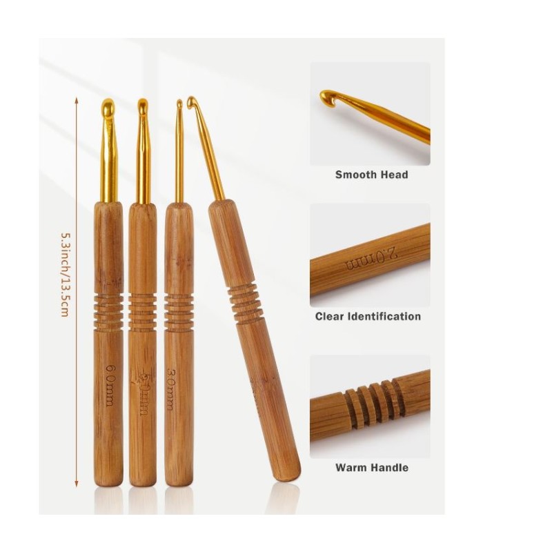 Yarn Bowl Manufacturer - Large Acacia Wood Oval with Knitting Hooks