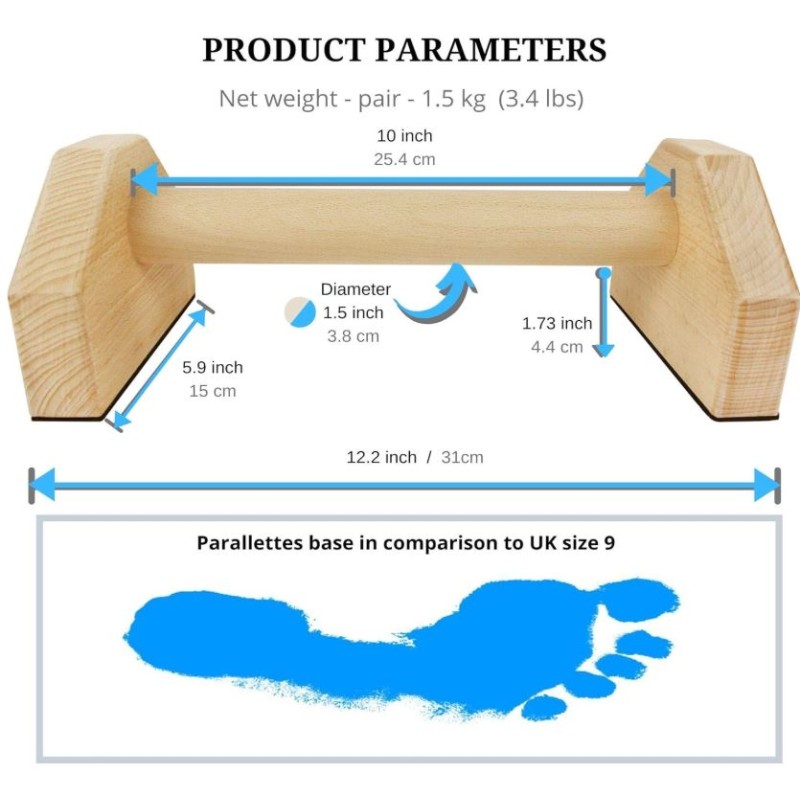 Parallettes Bars Factory - Wood Stand Push Up Bar