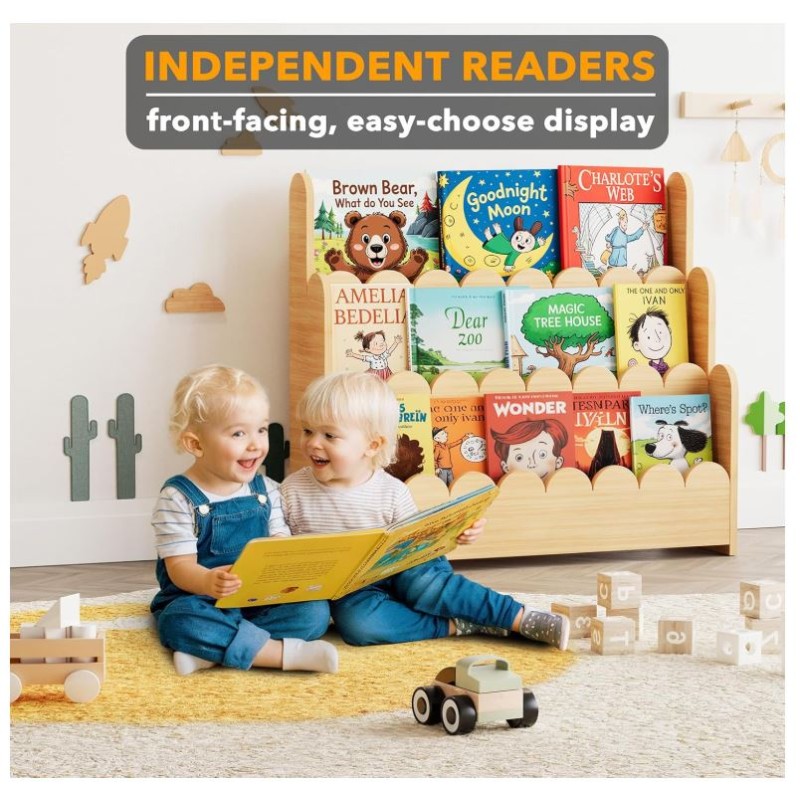 Bookshelf Supplier - 3 Tier Scalloped Montessori