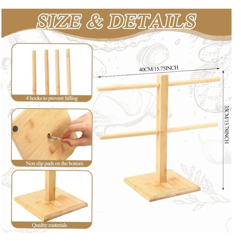 Pretzel Holder Supplier - Bamboo Display Rack with Hooks