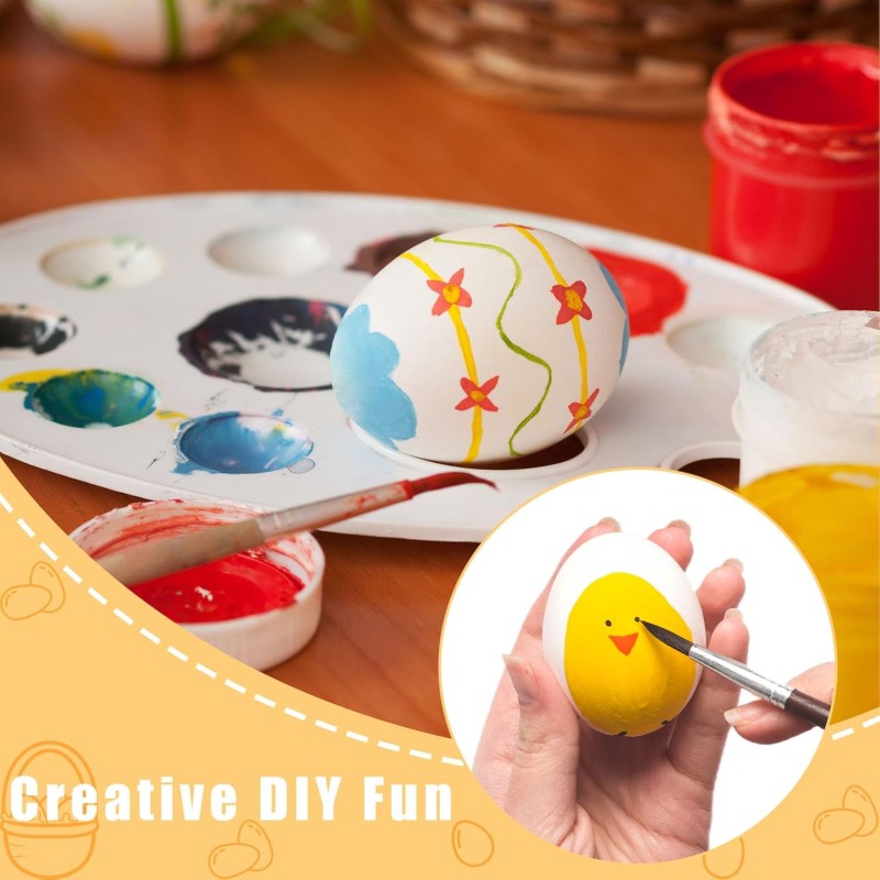 Wooden Eggs Factory - 9 PCS White Easter Craft