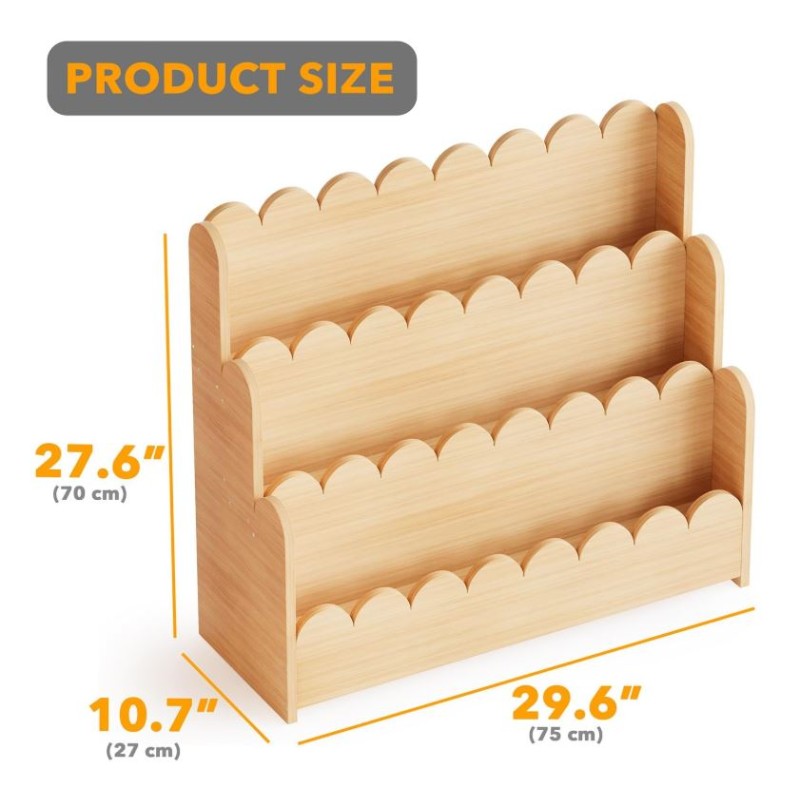 Bookshelf Supplier - 3 Tier Scalloped Montessori