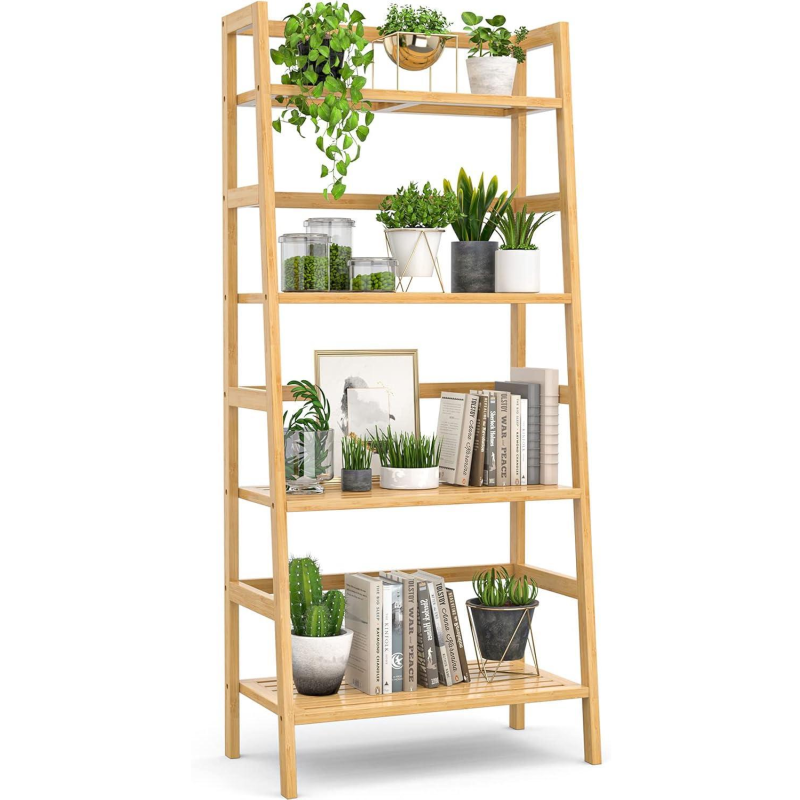 Bookshelf Factory - Bamboo Ladder Freestanding Bookcase