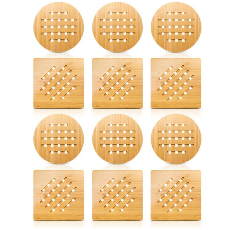 Bamboo Trivet Set Manufacturer - 12 Pack Hot Pad Mats