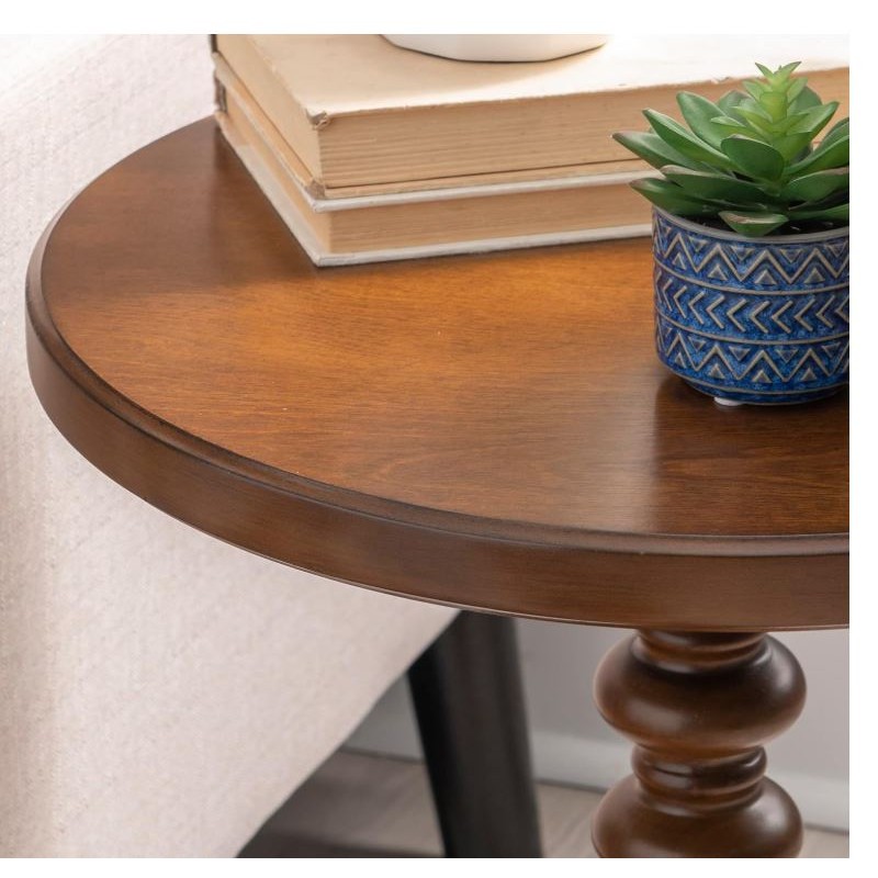 Side Table Supplier - Round Wood Turned Pedestal