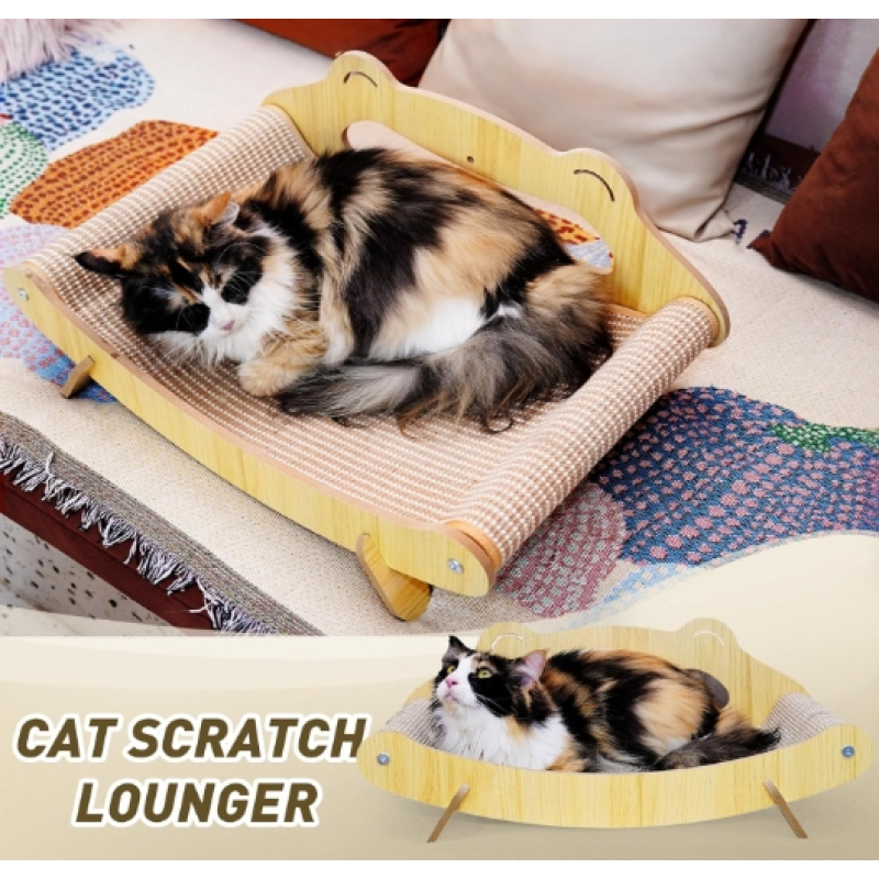 Cat Lounger Supplier - Wooden Scratch Pad Recliner Chair