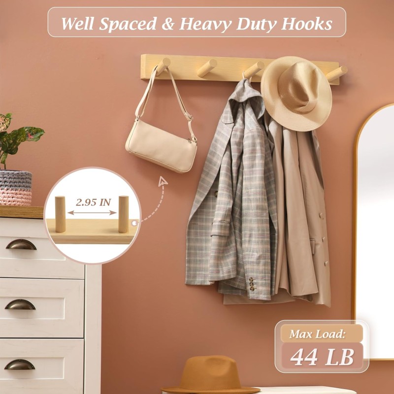 Coat Rack Supplier - 2 Pcs Wall Mounted 5 Hooks