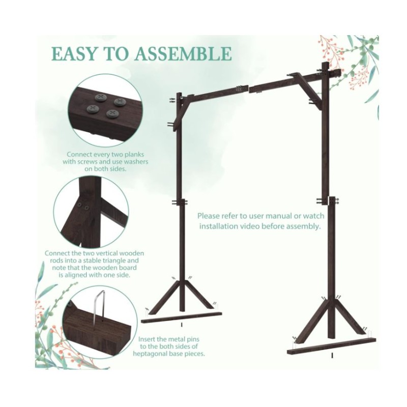 Wedding Arch Factory - 7.2FT Wooden Arbor Backdrop