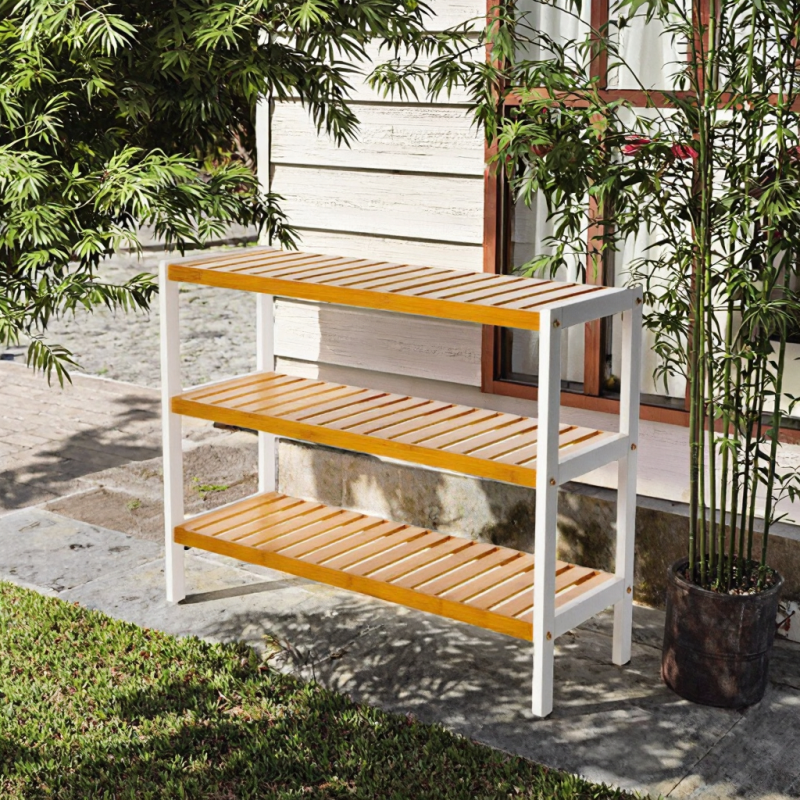 Shoe Rack Bench Manufacturer - 3 Layer Bamboo Space Saving