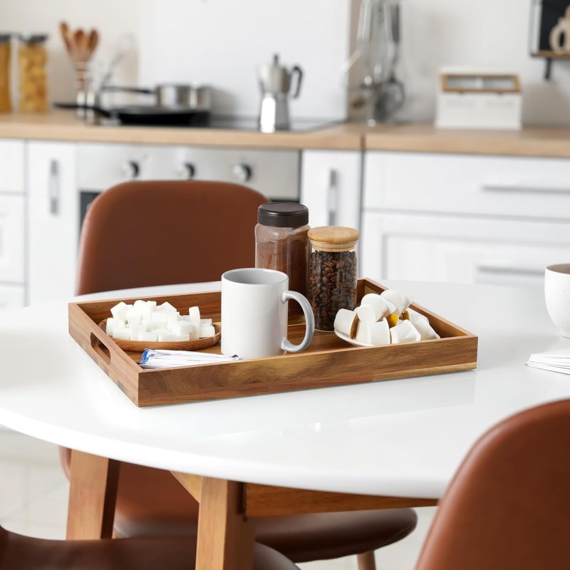 Fruit Tray Factory - Natural Wood Single Tier with Handles