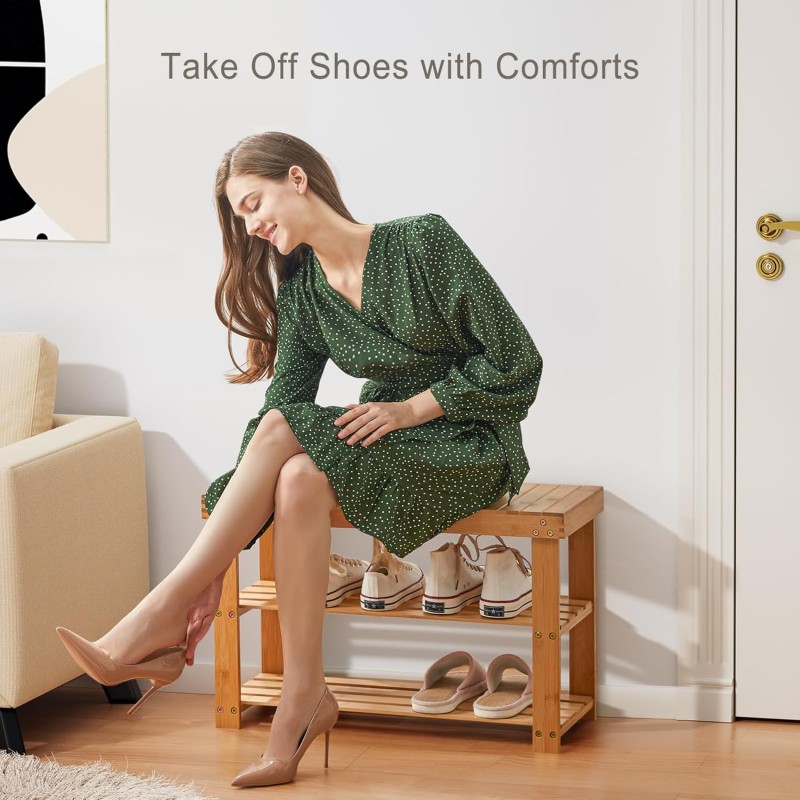 Shoe Rack Bench Manufacturer - 3 Tier Bamboo Sturdy Organizer