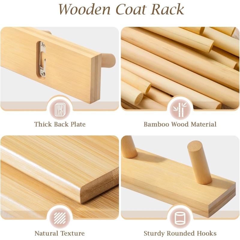 Coat Rack Supplier - 2 Pcs Wall Mounted 5 Hooks