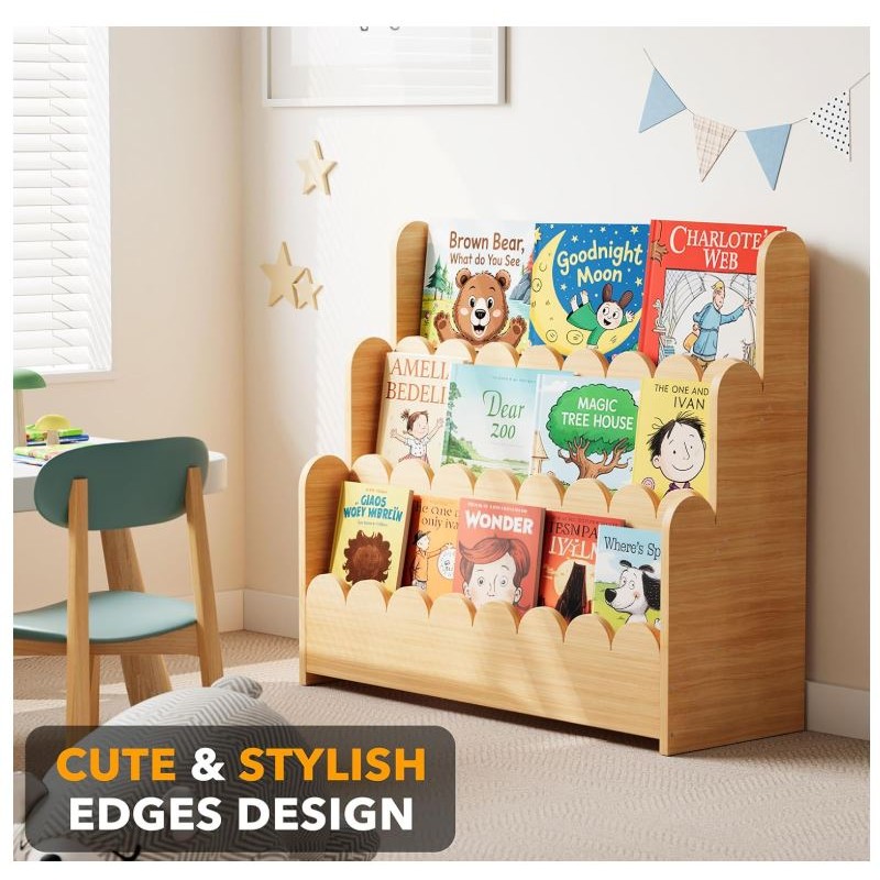 Bookshelf Supplier - 3 Tier Scalloped Montessori