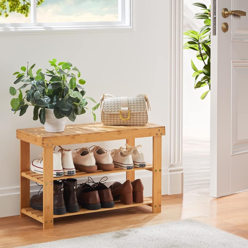 Shoe Rack Bench Manufacturer - 3 Tier Bamboo Sturdy Organizer